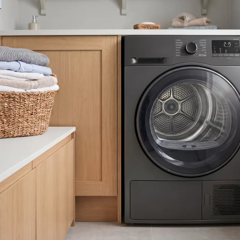 Clothes drying on a rack in a bright room